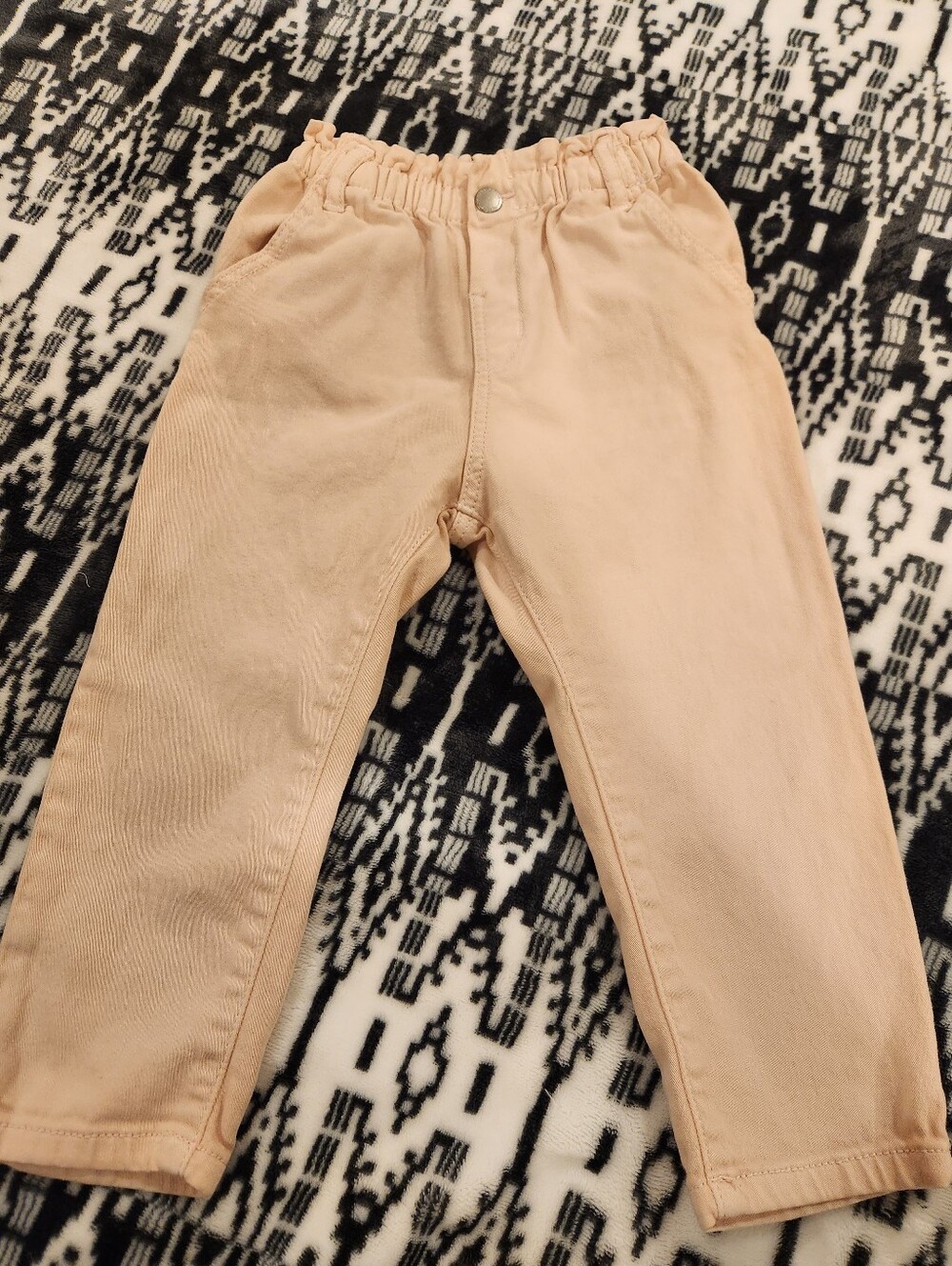 Zara Girl's Light Blush Pink Elastic Waist Pants, Size 18-24M